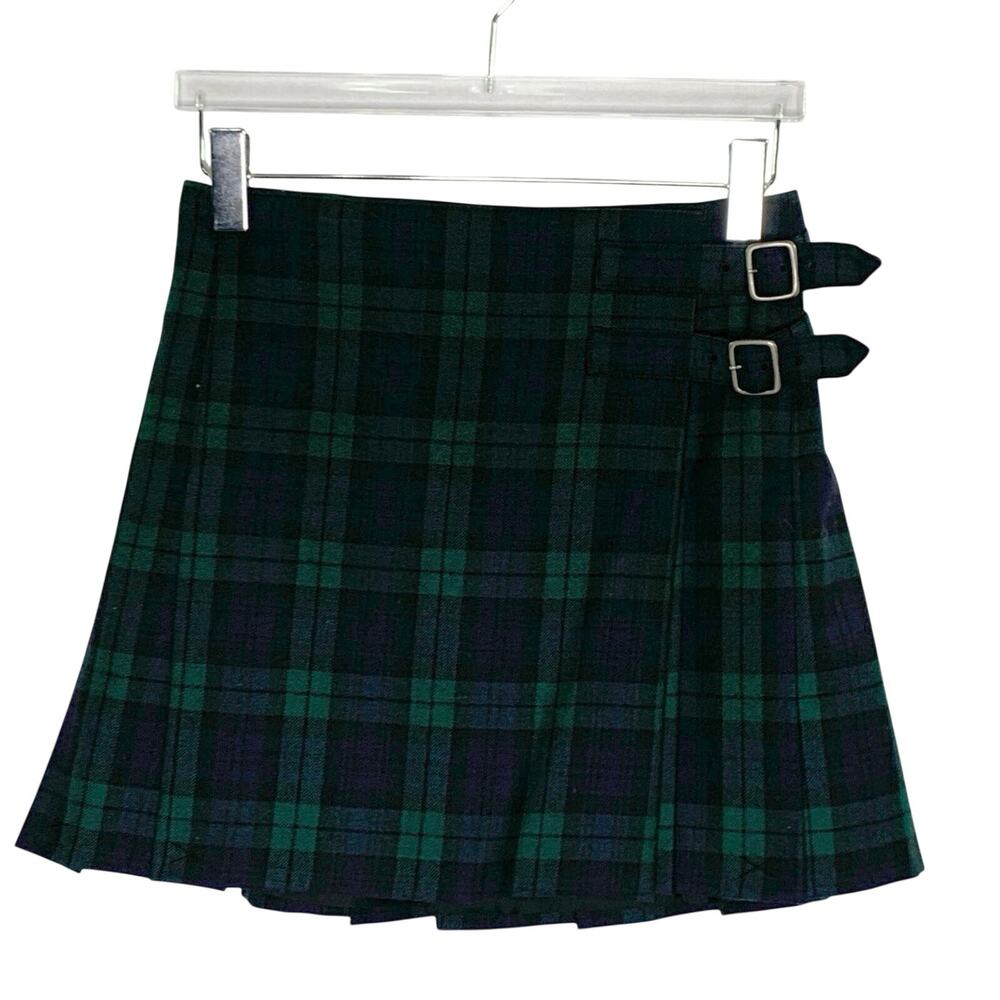J.Crew Black Watch Tartan Mini Skirt 4 NEW Plaid Wool Side Buckle Preppy